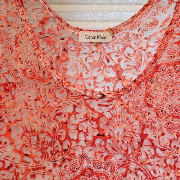 3/$15** Calvin Klein Sheer Embellished Tank Top - Picture 2 of 6